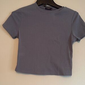 SAMPEEL cropped top, blue grey, size medium